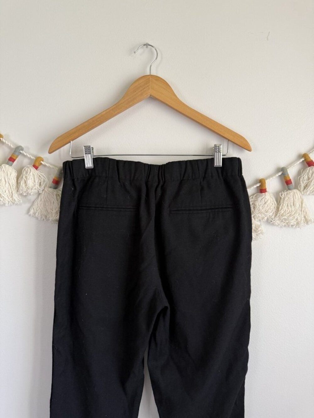 Club Monaco Wool Blend Black Pull On Boiled Pant Dressy Modest Capsule Wardrobe - Picture 6 of 10